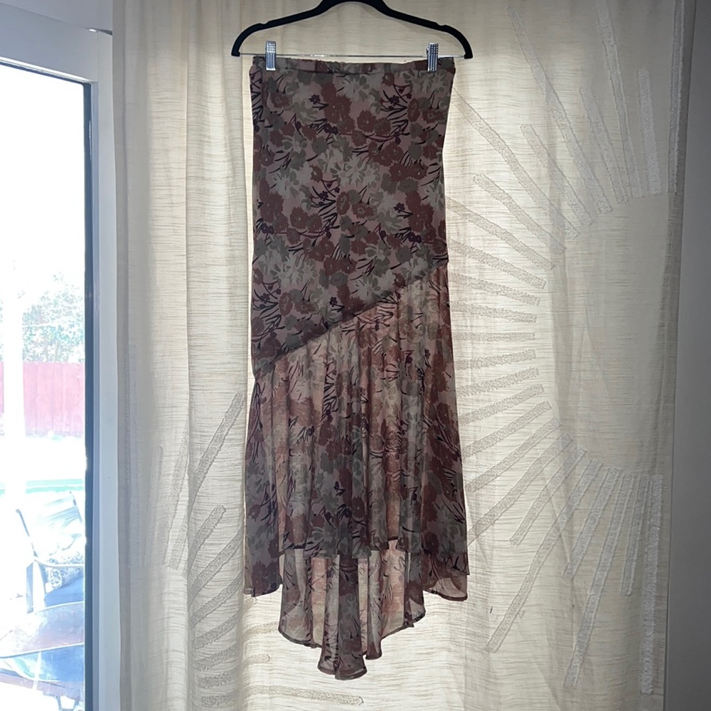 Floral Skirt Long Ruffled slightly high low